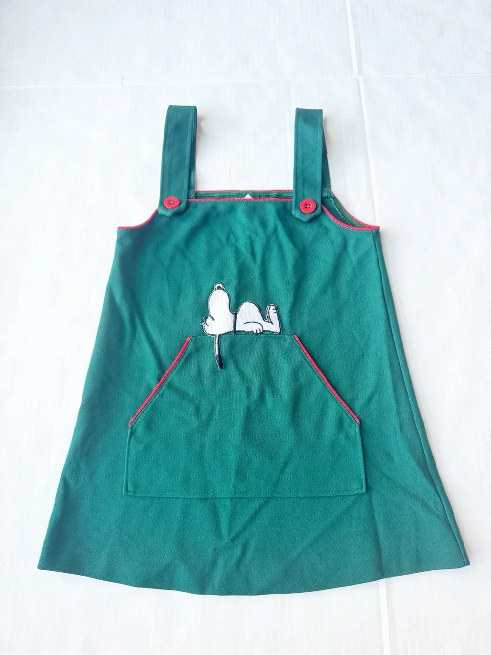 Danskin Vintage Snoopy Peanuts 1958 girls sz. 6 Green Jumper Dress Overalls